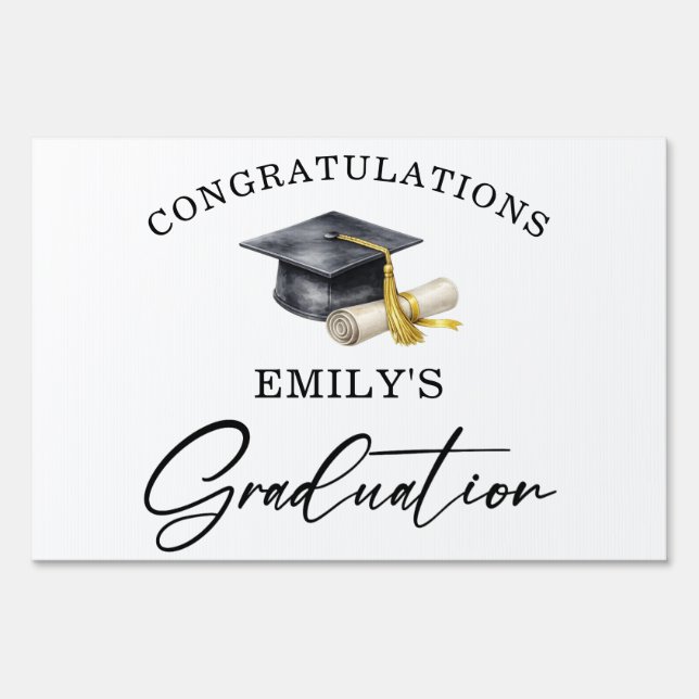 Elegant Minimal Minimalist Graduation Sign (Front)