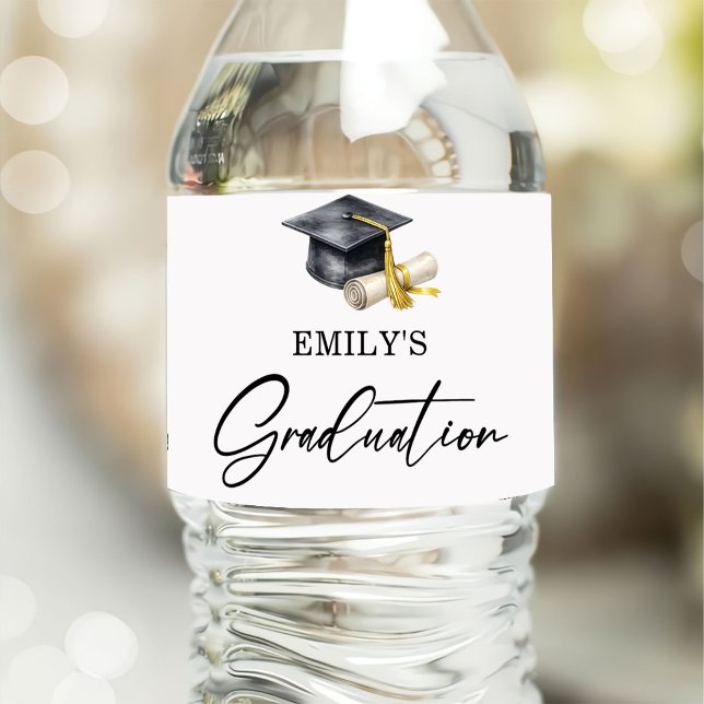 Elegant Minimal Minimalist Graduation Water Bottle Label (Creator Uploaded)