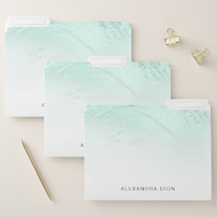 Elegant minimal mint green glitter marble file folder