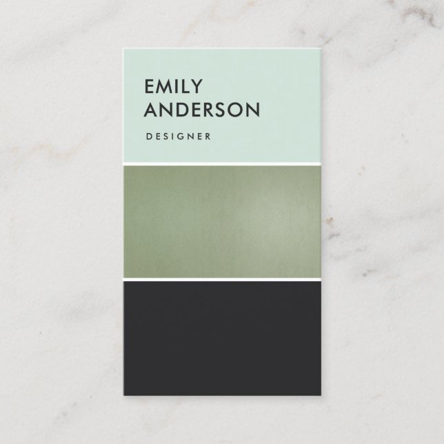 ELEGANT MINIMAL MINT GREEN METALLIC BLACK STRIPS BUSINESS CARD (Front)