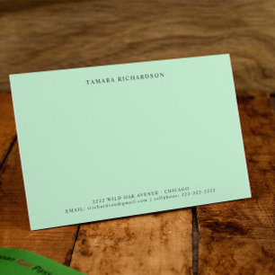 Elegant Minimal Mint Green Personalized Note Card