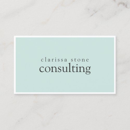 Elegant minimal mint white border consulting business card