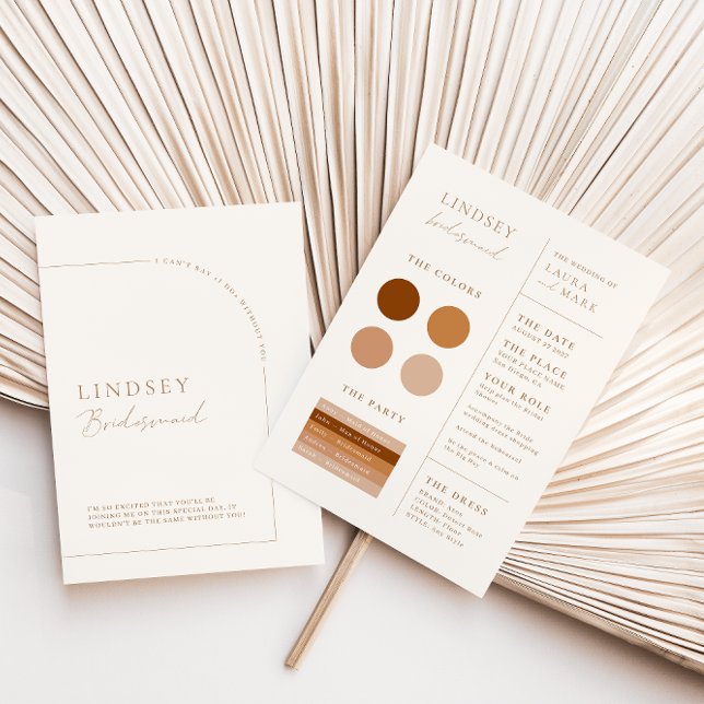 Elegant Minimal Modern Arch Bridesmaid Info Card (Creator Uploaded)