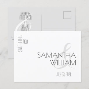 Elegant Minimal Modern Black White Save the Date Invitation Postcard