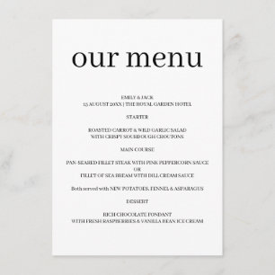 Elegant Minimal Modern Chic Wedding Design Menu