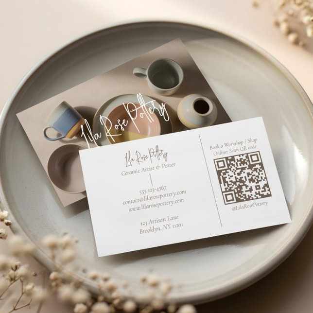 Elegant Minimal Modern hand Made Pottery Photo Business Card (Elegant Minimal Modern hand Made Pottery Photo Business Card)