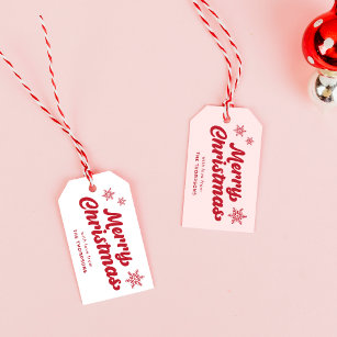 Elegant Minimal Modern Pink Boho Merry Christmas  Gift Tags