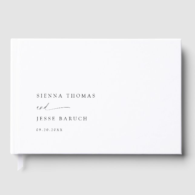 Elegant Minimal Modern Script Wedding Foil Guest Book (Front)