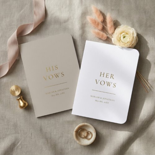 Elegant Minimal Modern Wedding Foil Vow Books