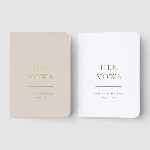 Elegant Minimal Modern Wedding Foil Vow Books