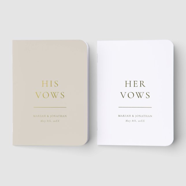 Elegant Minimal Modern Wedding Foil Vow Books (Front)