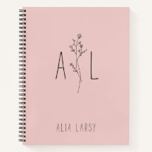 Elegant Minimal Monogram Floral Personalized Name