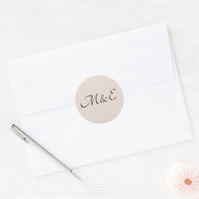Elegant Minimal Monogram Wedding Classic Round Sticker (Envelope)