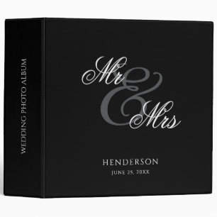 Elegant Minimal Mr and Mrs. Wedding 3 Ring Binder