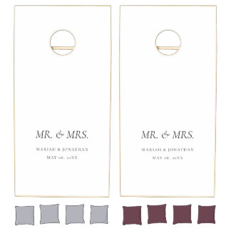 Elegant Minimal Mr and Mrs Wedding Cornhole Set