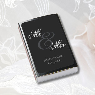 Elegant Minimal Mr and Mrs. Wedding Matchboxes