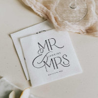 Elegant Minimal Mr and Mrs. Wedding Napkins