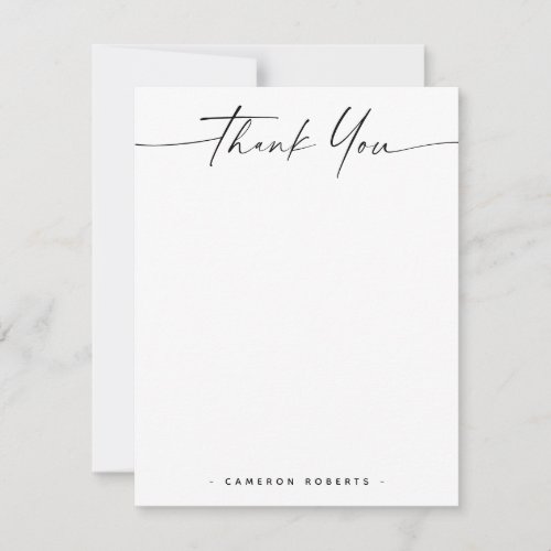 Elegant minimal name and hand lettered thank you note card