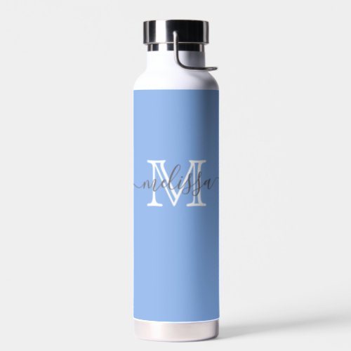 Elegant Minimal Name and Monogrammed Custom Color Water Bottle