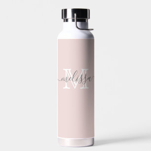 Elegant Minimal Name and Monogrammed Custom Color Water Bottle