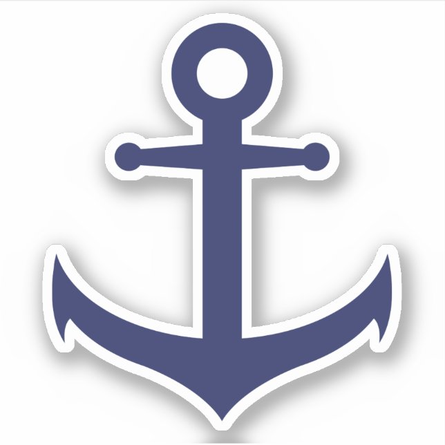 Elegant minimal navy blue anchor sticker (Front)