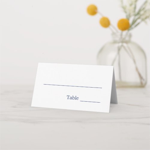 Elegant Minimal Navy Blue Wedding Place Card