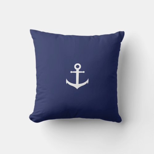 Elegant minimal navy blue white anchor  throw pillow