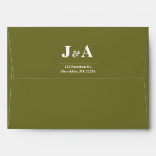 Elegant Minimal Old Moss Green Modern Wedding Envelope
