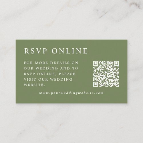 Elegant Minimal Online RSVP Wedding Enclosure Card