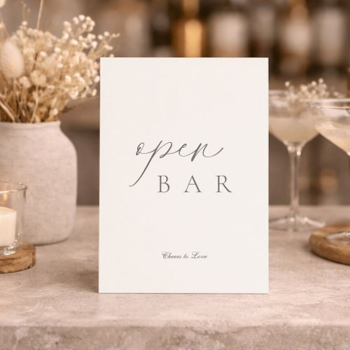 Elegant Minimal Open Bar Wedding Sign Invitation