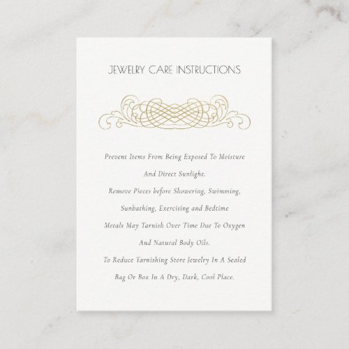 Elegant Minimal Ornate Gold Divider Jewelry Care Business Card