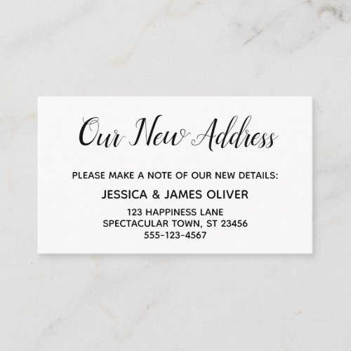 Elegant Minimal Our New Address Insert Card