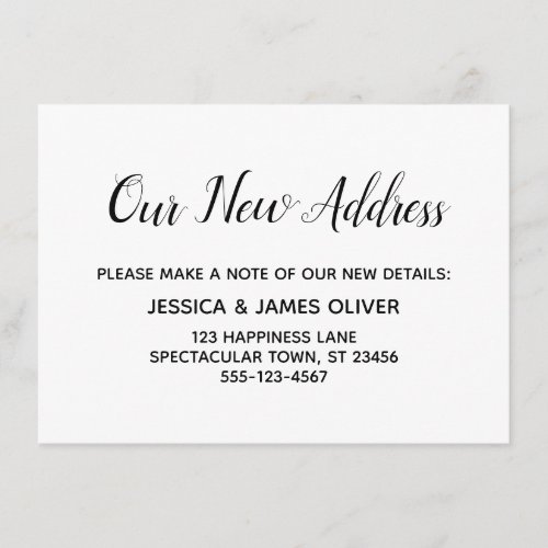 Elegant Minimal Our New Address Insert Cards