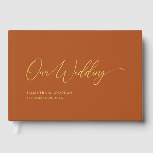 Elegant Minimal Our Wedding Gold Foil Foil Guest Book