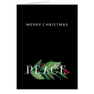 Elegant, Minimal PEACE, Merry Christmas Photo  Cards