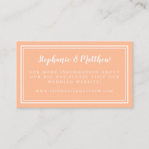 Elegant Minimal Peach Wedding Website Information Enclosure Card