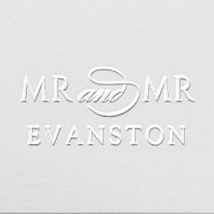 Elegant Minimal Personalized Mr and Mr Monogram Embosser