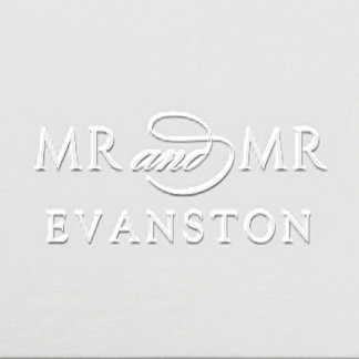 Elegant Minimal Personalized Mr and Mr Monogram Embosser
