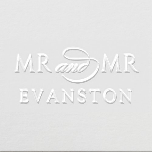 Elegant Minimal Personalized Mr and Mr Monogram Embosser