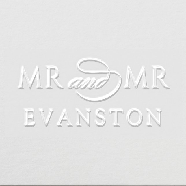 Elegant Minimal Personalized Mr and Mr Monogram Embosser (Design)