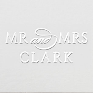 Elegant Minimal Personalized Mr and Mrs Monogram Embosser