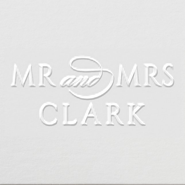 Elegant Minimal Personalized Mr and Mrs Monogram Embosser (Design)