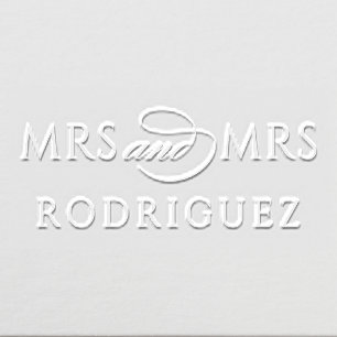 Elegant Minimal Personalized Mrs and Mrs Monogram Embosser