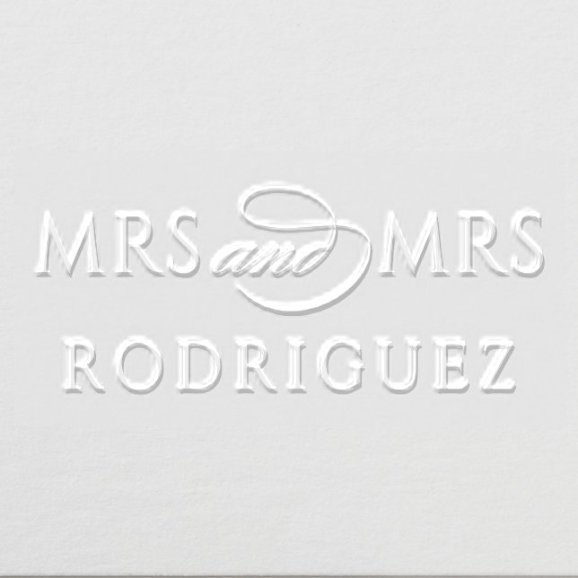 Elegant Minimal Personalized Mrs and Mrs Monogram Embosser (Design)