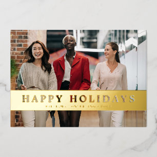 Elegant Minimal Photo Business Foil Holiday Card
