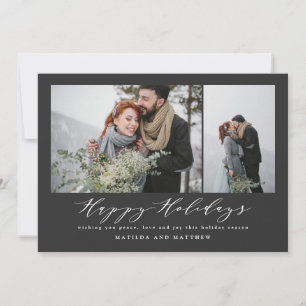 Elegant minimal photo collage christmas script holiday card