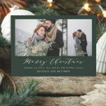 Elegant minimal photo collage christmas script holiday card<br><div class="desc">A beautiful multi photo Christmas card,  perfect for sending holiday wishes to family and friends. A elegant minimal design with stunning script text. Customise the color of the design to personalise your card. Part of a collection.</div>