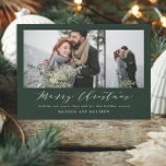 Elegant minimal photo collage christmas script holiday card<br><div class="desc">A beautiful multi photo Christmas card,  perfect for sending holiday wishes to family and friends. A elegant minimal design with stunning script text. Customise the color of the design to personalise your card. Part of a collection.</div>