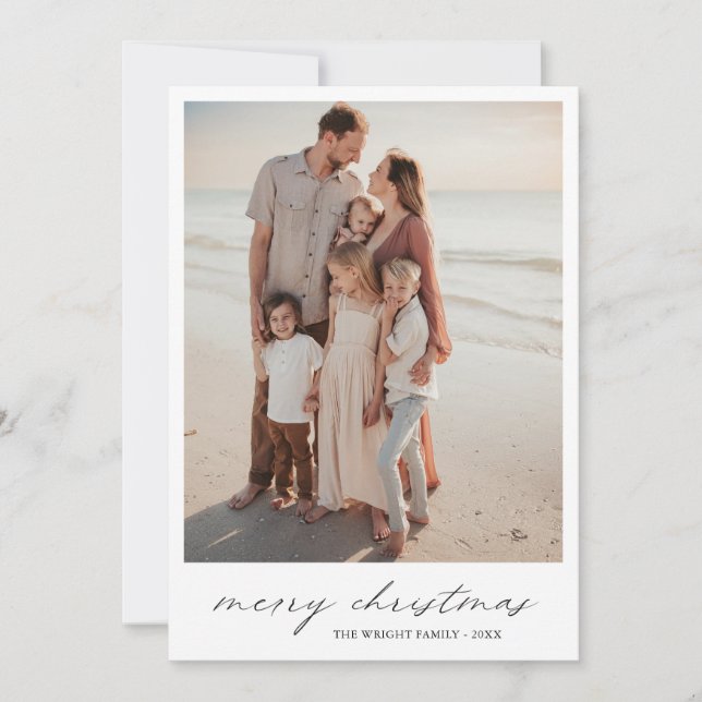 Elegant Minimal Photo Modern Christmas Holiday Card (Front)