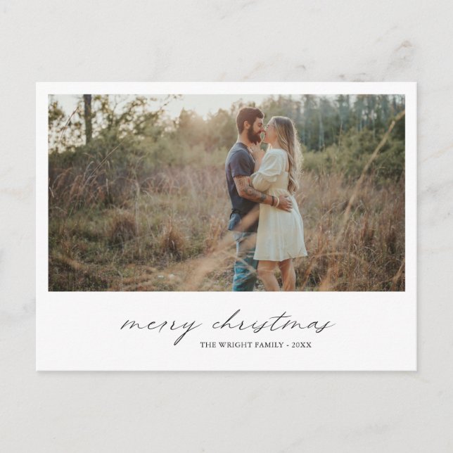 Elegant Minimal Photo Modern Christmas Holiday Postcard (Front)